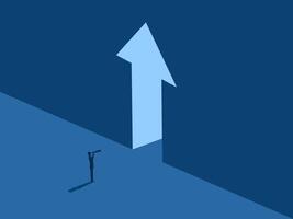 Find Business Growth Opportunity, Business Standing Analyzing Arrow Gate vector