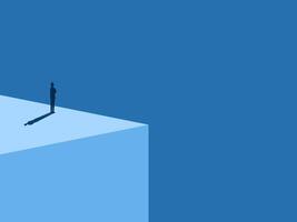 Confidence in Challenge, Businessman Standing on the Corner of Tall Building vector