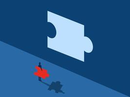 Miscalculation of the problem, businessman fails to complete the jigsaw puzzle vector