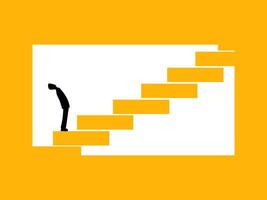 Step by step development, Progress, Looking to the future, man looking up the stairs vector