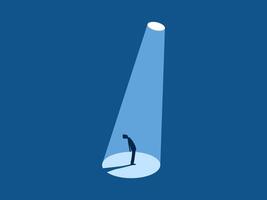 Businessman looking up to see the light at the end of the tunnel vector