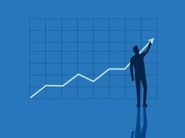 Build a business, profit, income grows. Businessman draws a graph to grow vector