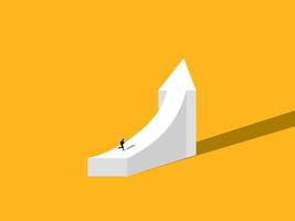 Challenge, Success. Businessman running to the top of the arrow graph vector