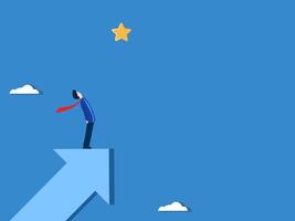 Grasping success, Businessman looking at stars on growth graph vector