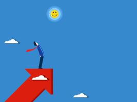 Better mood, Businessman looking at positive thinking icon on growth graph vector