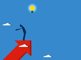 Higher knowledge, Businessman looking at light bulb on growth arrow vector