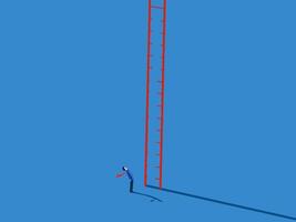 Experienced problems, Businessman standing looking at broken stairs vector
