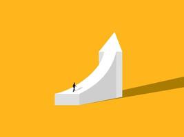 Ambition to Success. Businessman walks to the top of the arrow graph vector