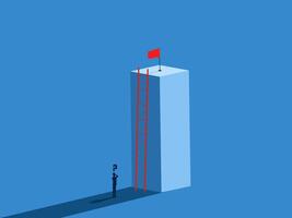 Problem, Obstacle, Businessman thinking of fixing the broken stairs vector