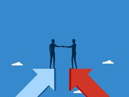 Two businessmen merged on the growth arrow vector