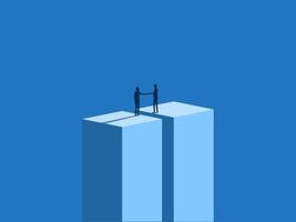 Merger completed, Businessman shaking hands on the tall building. vector