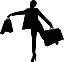 Silhouette of Girl Shopping with Flat Design and Shape vector