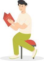 Man Sitting While Reading Book vector