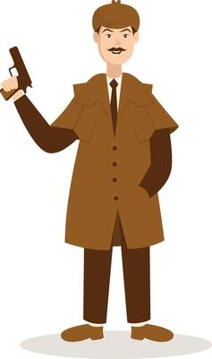Detective Profession Illustration with Flat Design.