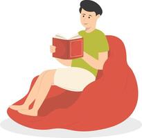 Man Sitting While Reading Book. vector