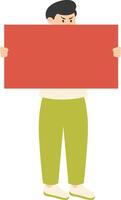 Person Holding Banner Character on White Background vector