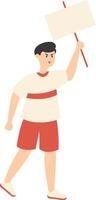 Person Holding Banner Character Isolated on White Background vector
