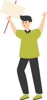 Person Holding Banner Character Isolated on White Background. vector