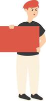 Person Holding Banner Character in Flat Design. vector
