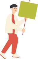 Person Holding Banner Character with Flat Design. vector