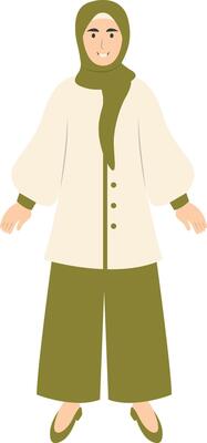Girl Hijab Fashion Illustration on White Background.