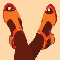 Orange heel shoes vector