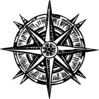 Compass rose tattoo illustration in vintage style vector