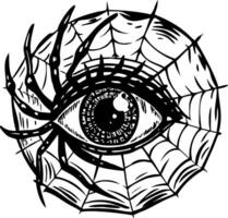 Cobweb eye illustration in vintage style vector