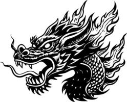 A glyph illustration of flaming dragon vector