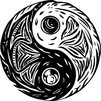 Yin yang tattoo illustration in vintage style