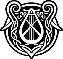 A glyph style icon of celtic lyre symbol vector