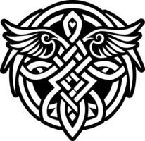 Celtic raven icon in filled style vector