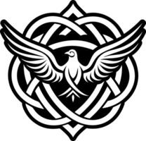 A glyph style icon of celtic dove symbol vector