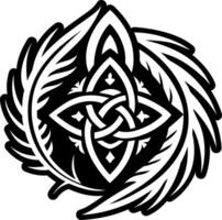 Celtic feather icon in glyph style vector