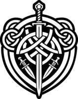 Sword shield symbol icon in filled style vector
