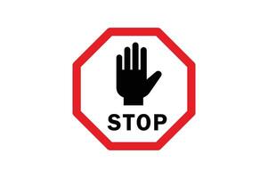 Stop Sign with Hand Gesture for Safety Awareness, stop sign with hand, warning stop sign, red prohibition symbol, do not enter sign vector