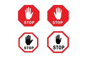 Red Stop Symbol with Hand for No Entry, stop sign with hand, warning stop sign, red prohibition symbol, do not enter sign vector