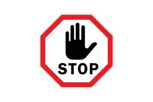 Red Stop Sign with Hand Symbol for Caution, stop sign with hand, warning stop sign, red prohibition symbol, do not enter sign vector
