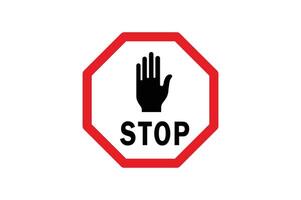 Red Stop Sign with Hand for Workplace Safety, stop sign with hand, warning stop sign, red prohibition symbol, do not enter sign vector