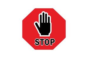 Red Stop Sign with Hand for Traffic Control, stop sign with hand, warning stop sign, red prohibition symbol, do not enter sign vector