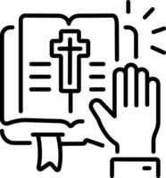 Bible oath icon in linear style vector