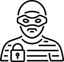 Masked burglar icon in linear style vector