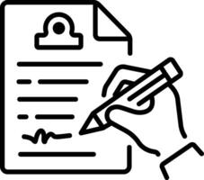 Signing a contract icon in linear style vector