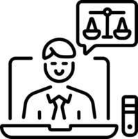 Virtual lawyer icon in line style vector