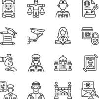 Collection of Linear Style Law and Security Icons vector