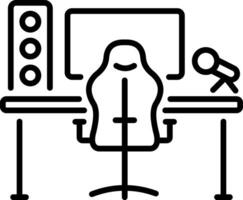 Gaming setup icon in linear style vector