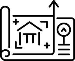 House blueprint icon in linear style vector