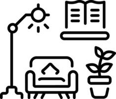 A line style icon of cozy corner vector