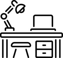 A trendy line style icon of study desk vector
