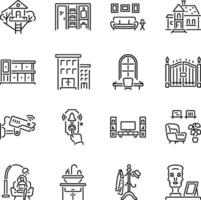 Collection of Linear Style Home Icons vector